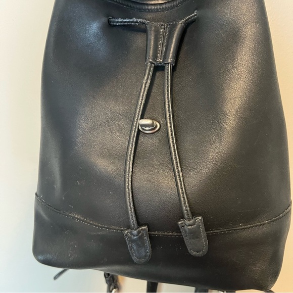 Coach vintage black leather 9960 drawstring flap turn lock silver hardware - Picture 5 of 9